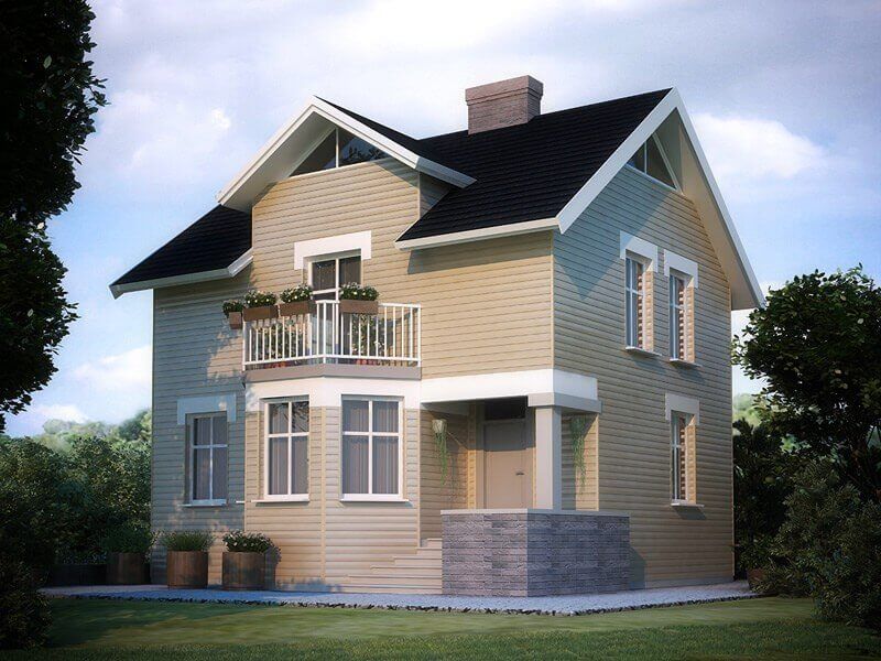 Wohnhaus mit einer VIFRONT Fassade in der Farbe  beige.