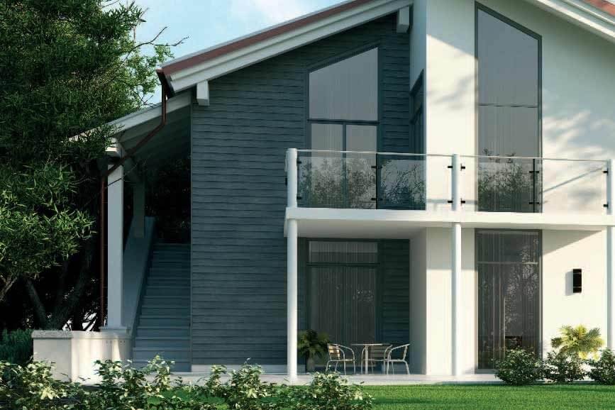 Teilfassade mit Fassadenpaneel in anthrazit. Kerrafront FS 201 in der Farbe graphit.